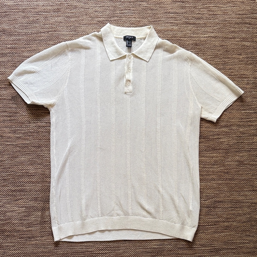Forever 21 Cream Polo Shirt